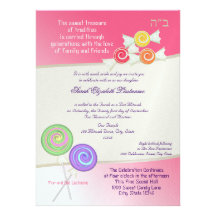 Candy Sweet Bat Mitzvah Watermelon Pink 2 Announcement