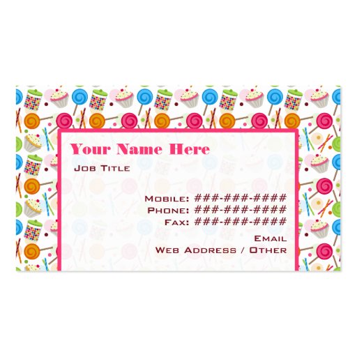 Candy & Sweets Pattern Business Card (back side)