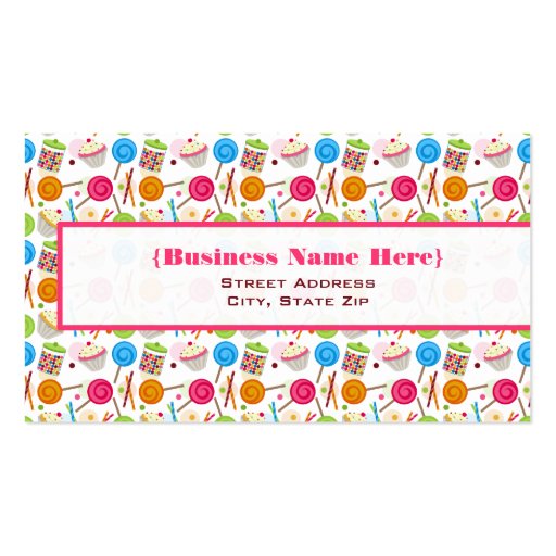 Candy & Sweets Pattern Business Card (front side)