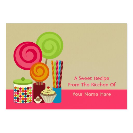 Candy & Sweets Recipe Cards Business Card Templates (front side)