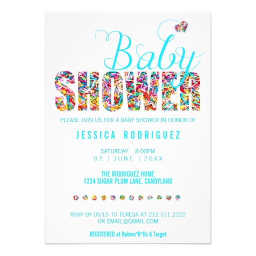 Candy Theme Baby Shower Party It's a Boy Cards