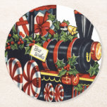 Candy Train Christmas Round Paper Coaster