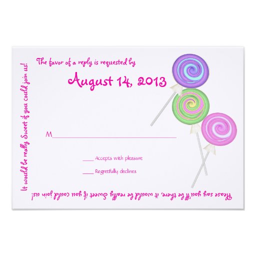 Candy Treasures Message Text Response Card Announcement