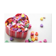 Candy Valentines Day Hearts Stretched Canvas Print