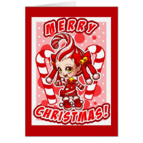 Candycane-chan Christmas Card cards