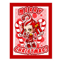 Candycane-chan Christmas Postcard postcards