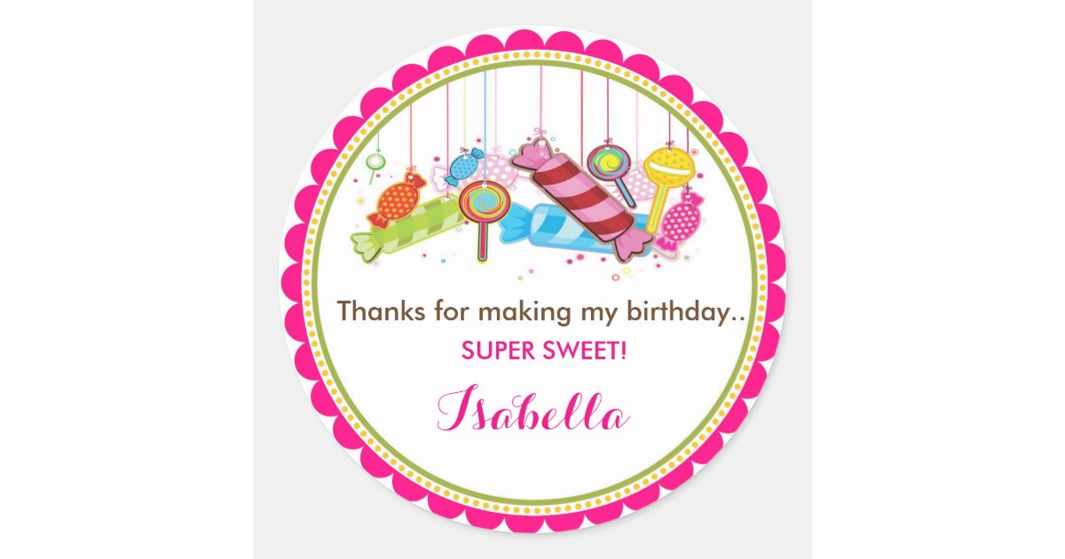 Candyland Birthday Stickers Zazzle
