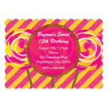 Candyland Pink & Yellow Lollipop Party Invitations