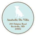 Canine blue brown dog custom name address label sticker