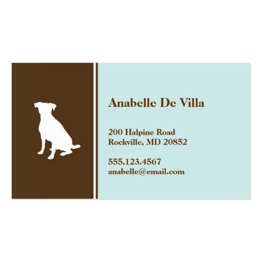 Canine dog blue brown pet personal calling card business card (front side)