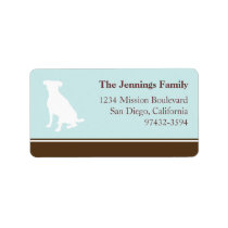Canine dog pet silhouette blue return or mailing labels