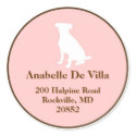 Canine pink brown dog custom name address label sticker