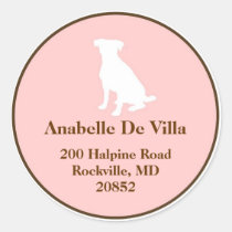 Canine pink brown dog custom name address label stickers