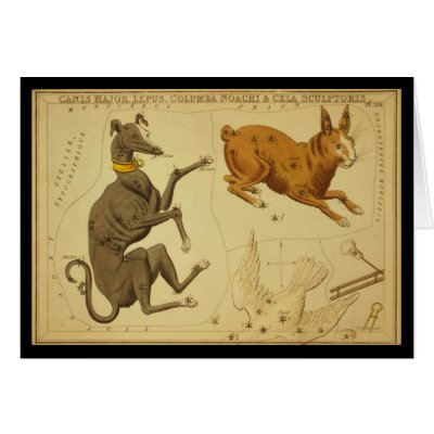 Canis Major, Lepus, Columba Noachi Cela Sculptoris Greeting Card by ZephyrusBooks