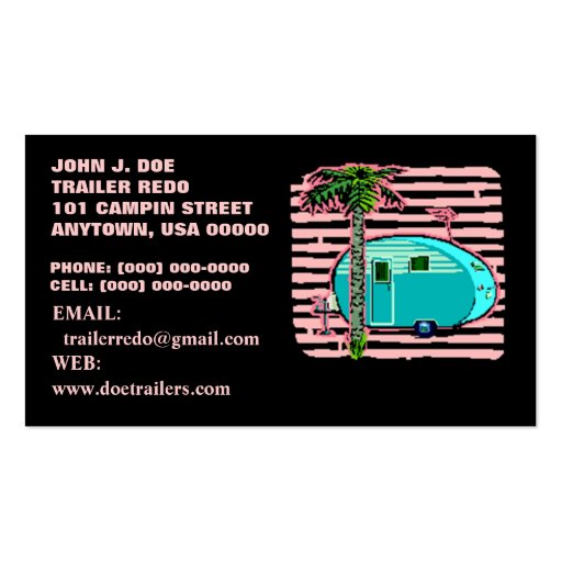 CANNED HAM VINTAGE TRAVEL TRAILERS BUSINESS CARDS! (front side)