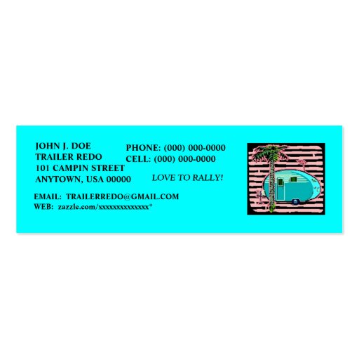 CANNED HAM VINTAGE TRAVEL TRAILERS PROFILE CARDS! BUSINESS CARD TEMPLATE (front side)