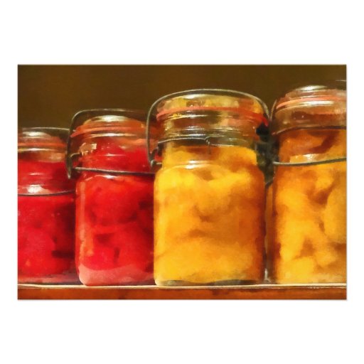 Canning Jars of Tomatoes and Peaches Cards