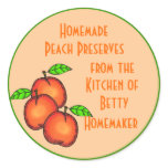 Canning or Jarring Labels with Peaches Round Stickers