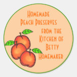 Canning or Jarring Labels with Peaches Round Stickers