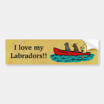 Canoe Adventure Labradors Bumper Sticker