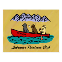 Canoe Adventure Labradors Post Cards