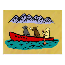 Canoe Adventure Labradors Postcards