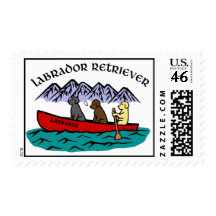 Canoe Adventure Labradors Stamp