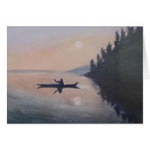 Canoe on a Peaceful Lake Greeting Card