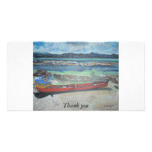 Canoe & Raft on Shell Island, Thank you Personalized Photo Card