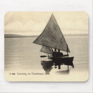 Canoeing on Lake Chatauqua New York 1905 Vintage mousepad