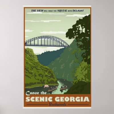 Canoeing Vintage Travel poster