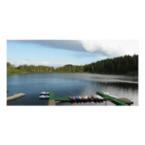 canoes on a lake photo cards