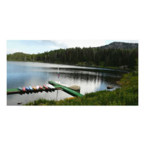 canoes on lake 2 photo cards by pinkypetals canoes on lake 2 photo cards