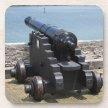 Canon over castle wall coaster