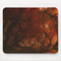 trees, creek, forest, sun, autumn, fall, wallpaper, desktop wallpaper, Mouse pad with custom graphic design