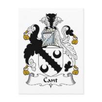 Cant Family Crest postcards by coatsofarms Cant Family Crest postcards