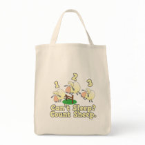 cant sleep count sheep cute cartoon design tote bag