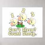 cant sleep count sheep cute cartoon design print