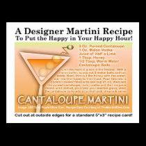 CANTALOUPE MARTINI RECIPE POSTCARD postcards