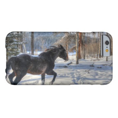 Cantering Black Percheron Horse & Snow Photo 2 Barely There iPhone 6 Case
