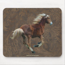 Cantering Colt Horse Art on 2-D Faux-leather Mousepad