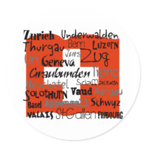 Cantons of Switzerland Card Round Sticker