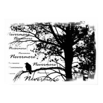 Canvas Print - B&W Nevermore Raven Silhouette by VoXeeD Canvas Print - B&W Nevermore Raven Silhouette