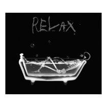 Canvas Print B&W Relax X-Ray Skeleton Bath Time