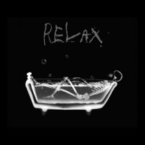Canvas Print B&W Relax X-Ray Skeleton Bath Time