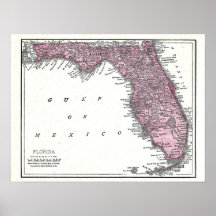 Canvas print:  Map of Florida, 1921
