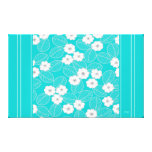 Canvas Teal Blue Aqua White Damask Floral Gallery Wrap Canvas