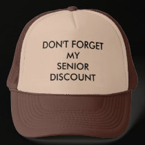 CAP, BROWN, SENIOR DISCOUNT hats