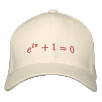Cap: Euler's identity embroidered, large, red embroidered hats by dantopa Cap: Euler's identity embroidered, large, red embroidered hats