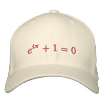 Cap: Euler's identity embroidered, large, red Embroidered Baseball Caps